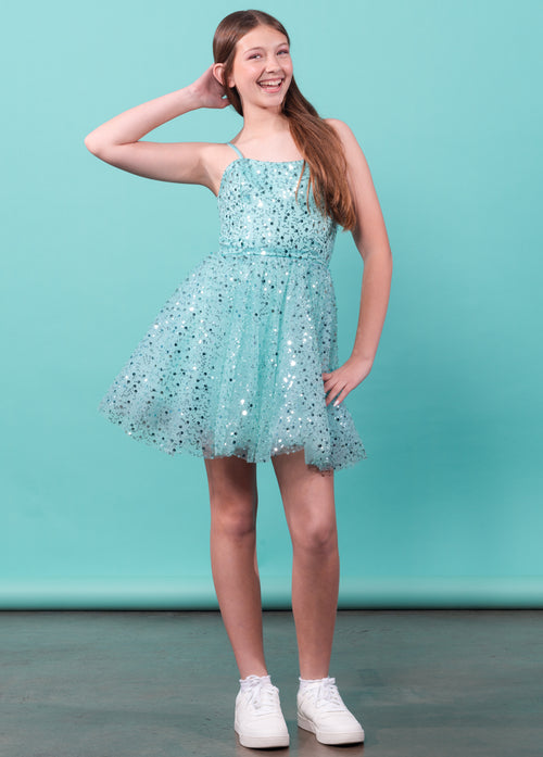 TIFFANY Sequins Tulle Cocktail Dress