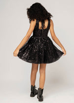 HARPER Square Neck Open Back Sequin Tulle Dress