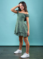 SAGE On/Off Shoulders Smocked Waist Tiered Ruffle Dress