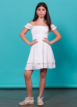 SAGE On/Off Shoulders Smocked Waist Tiered Ruffle Dress