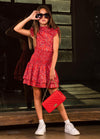 SELENA High Neck Smock Ruffle Dress