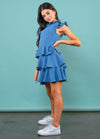 TANIA 3 Tier High Neck Ruffle Dress